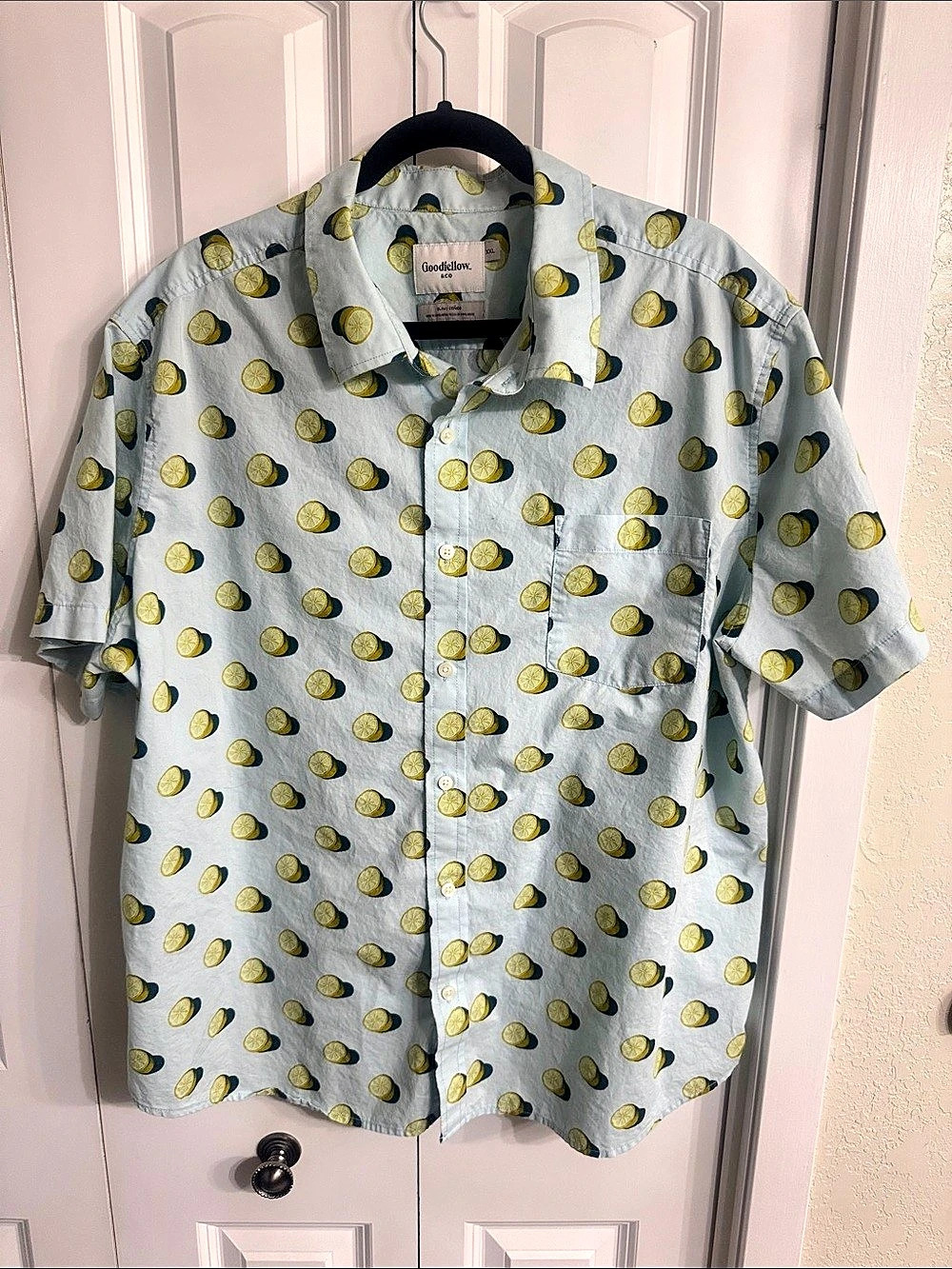 Goodfellow & Co Slim Fit Short Sleeve Lemon Print Button-Down Shirt Lemon Print